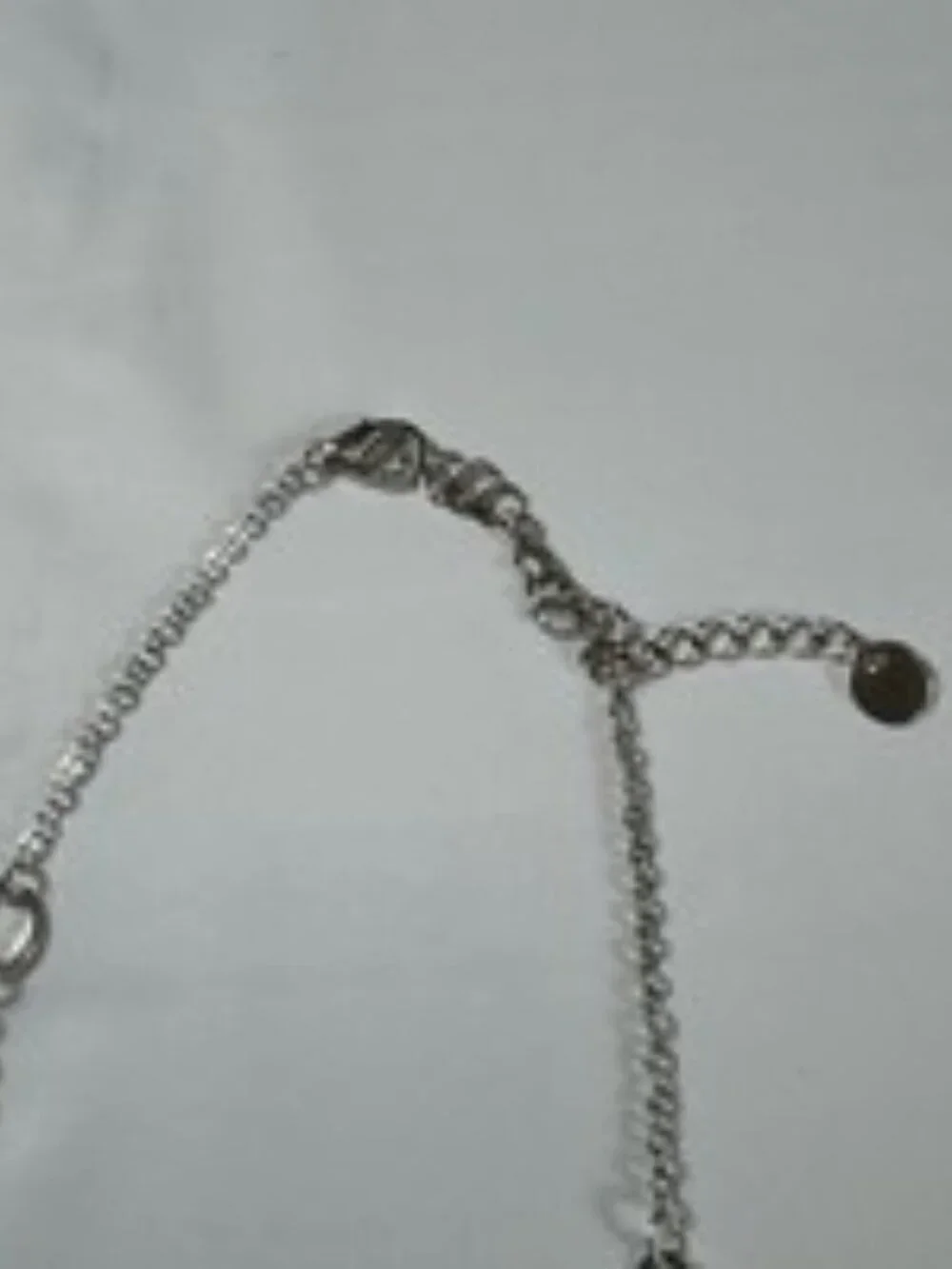 Vintage Y2K Silver Chain Necklace Layered Hearts Hammered Teardrop Dangle 38